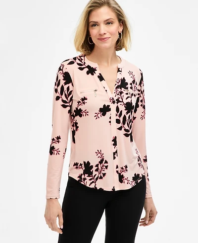 Jm Collection Women's Printed Zip Pocket Top, Macy's Exclusive