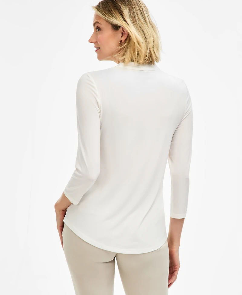 Jm Collection Women's 3/4 Sleeve V-Neck Knit Top, Created for Macy's