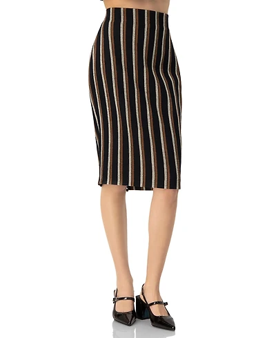 Ivonne Women's Striped Knee Lenght Skirt