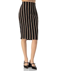 Ivonne Women's Striped Knee Lenght Skirt