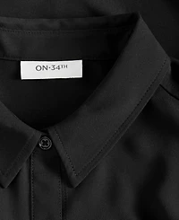 On 34th Women's Cropped Button-Down Crepe Shirt, Macy's Exclusive