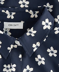 On 34th Women's Cropped Button-Down Crepe Shirt, Macy's Exclusive