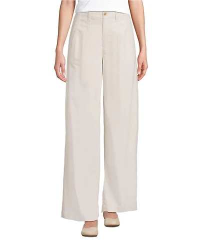 Lands' End Women's Corduroy High Rise Wide Leg Top Stitch Trousers