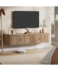 Tribesigns Floating Tv Stand Wall Mounted, with 2 Fluted Drawers