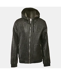 Pre-Owned Dolce & Gabbana Men's Black Quilted Nylon Zip Front Hooded Jacket