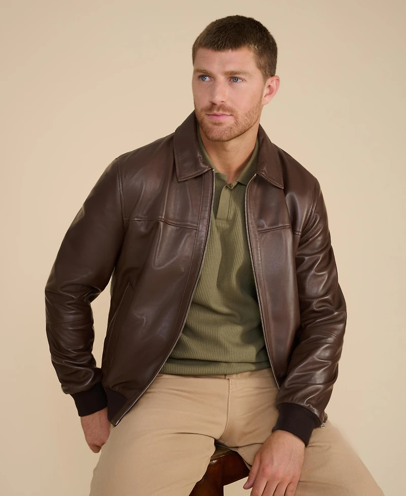 Furniq Uk Men's Men s Leather Bomber Jacket