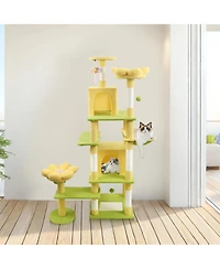 Zeus & Ruta 71 Flower Cat Tree Large Condo Removable Cushion Hammock