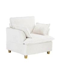 Streamdale Furniture Corduroy Sofa with Ottoman & Pillows - Living Room/Balcony/Study