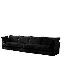 Streamdale Furniture Black Corduroy Slipcovered 4-Seater Sofa