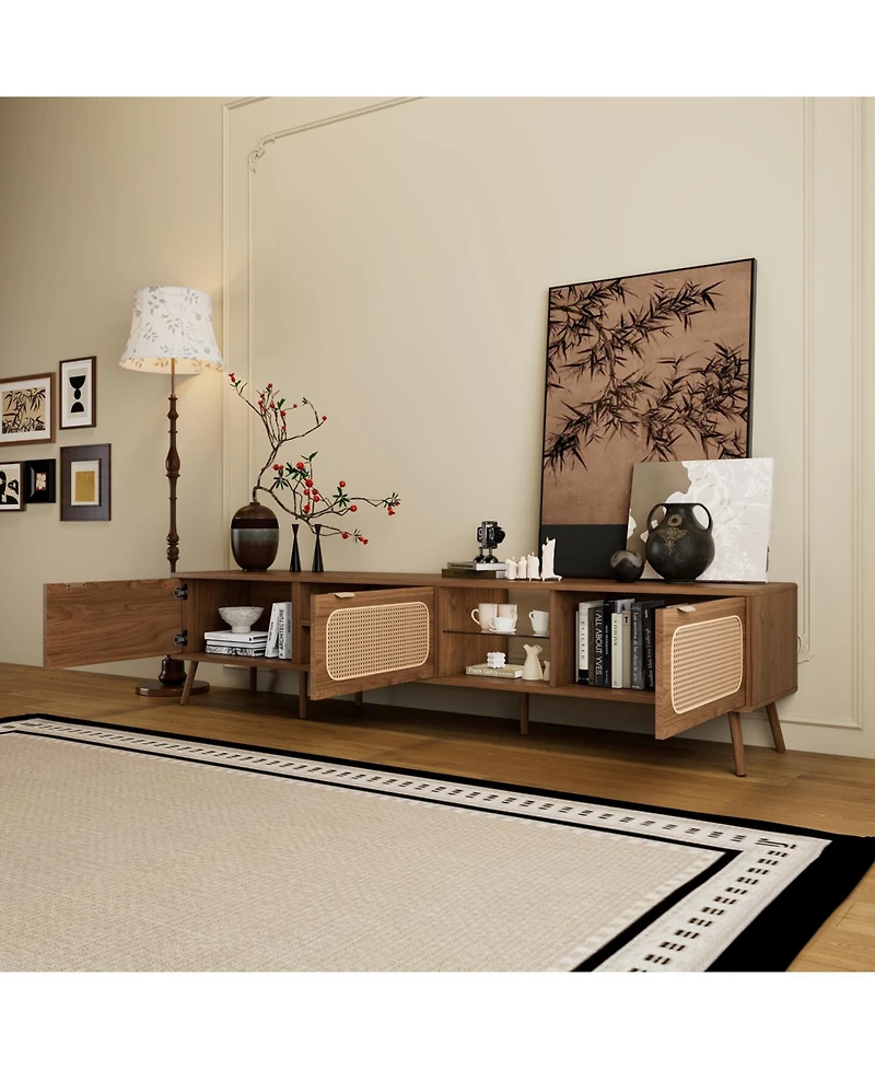 Streamdale Furniture 78" Tv Stand for 75-85" Tv, Console with Storage & Open Shelf