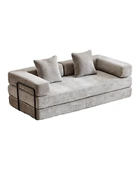 Streamdale Furniture Convertible Floor Sofa Bed with Pillow & Armrest - Light Grey