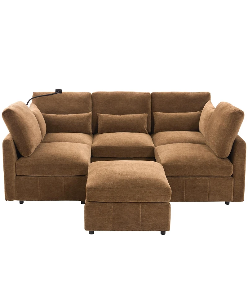 Streamdale Furniture Modern Sectional Sofa U-Shaped Couch w/ Ottoman