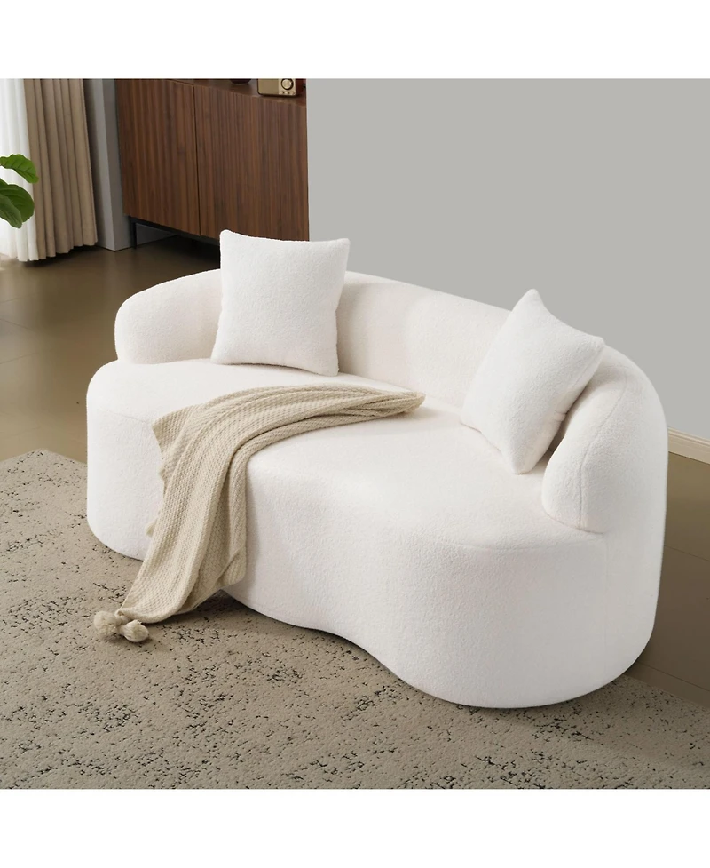 Streamdale Furniture Cream Curved Loveseat Sofa with Pillows - Small Space