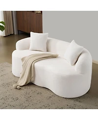 Streamdale Furniture Cream Curved Loveseat Sofa with Pillows - Small Space