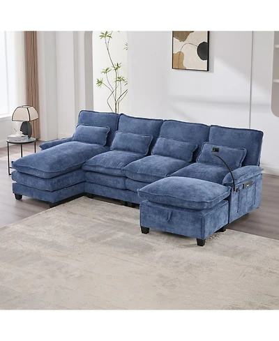 Streamdale Furniture 106" U-Shape Sectional Sofa Cloud Couch, Chenille