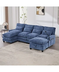 Streamdale Furniture 106" U-Shape Sectional Sofa Cloud Couch, Chenille