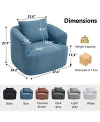 Streamdale Furniture Streamdale Swivel Teddy Fleece Comfy Chair with Pillow