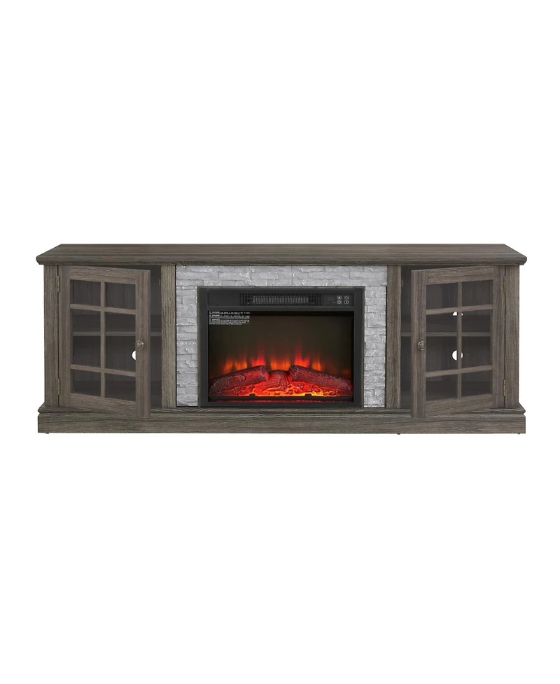 Streamdale Furniture Streamdale 70" Tv Stand with Fireplace & Storage, Grey Media Console