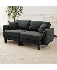 Streamdale Furniture Dark Grey Boucle 2-Seater Loveseat Sofa with Shell Armrests