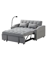 Streamdale Furniture Velvet Loveseat Futon Sofa Bed with Reclining Backrest & Pillows