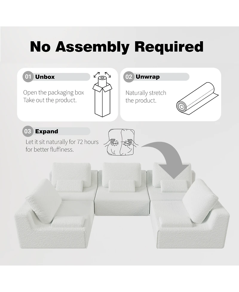 Streamdale Furniture Oversized Boucle Modular Sectional Sofa, Convertible Couch Set