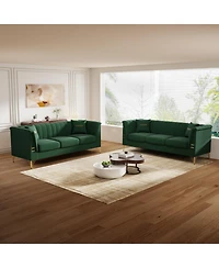 Streamdale Furniture Cream Velvet Tufted Sofa Set - Modern Comfort & Style