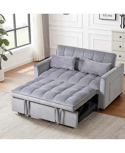 3-in-1 Pull-Out Sleeper Sofa Bed, Convertible Velvet Loveseat with Adjustable Backrest-Maison Boucle