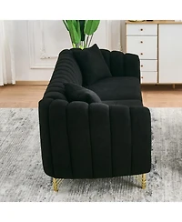 Streamdale Furniture 85" Chenille Sofa, 3 Seater Deep Couch, Tufted, Gold Legs