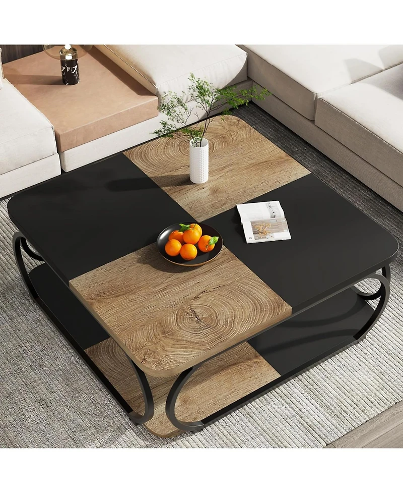 Tribesigns 2-Tier Low Coffee Tables, with Metal Frame