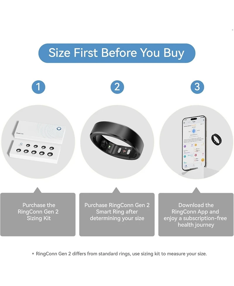 RingConn Gen 2 Size 12 Black 1087 Fitness Trackers