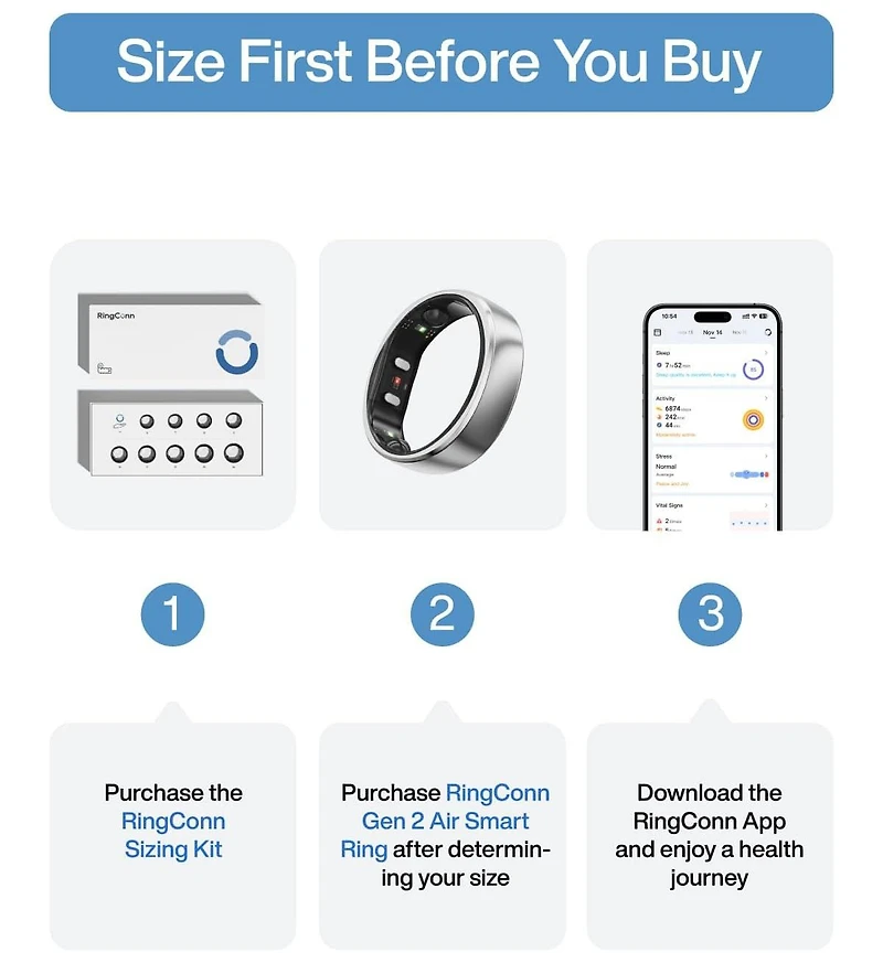 RingConn Gen 2 Air Size 9 Galaxy Silver 4866 Fitness Trackers