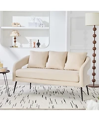 Streamdale Furniture Velvet Loveseat Settee with Pillows