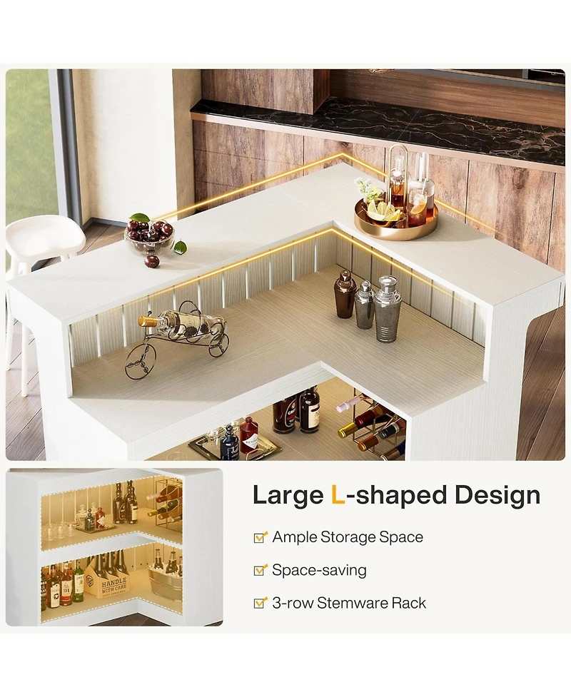 Tribesigns L-Shaped Home Bar Unit, 4 Storage Shelves
