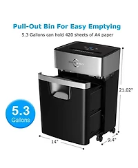 Bonsen 16-Sheet Heavy-Duty Crosscut Shredder, 60-min run, 60dB Low-Noise, 5.3Gal Bin, Anti-Jam, Quiet, Home/Office