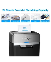 Bonsaii 24-Sheet Heavy-Duty Crosscut Shredder, 40-min run, 9Gal Bin, 55dB Quiet, P-4 Security, Commercial Office Use