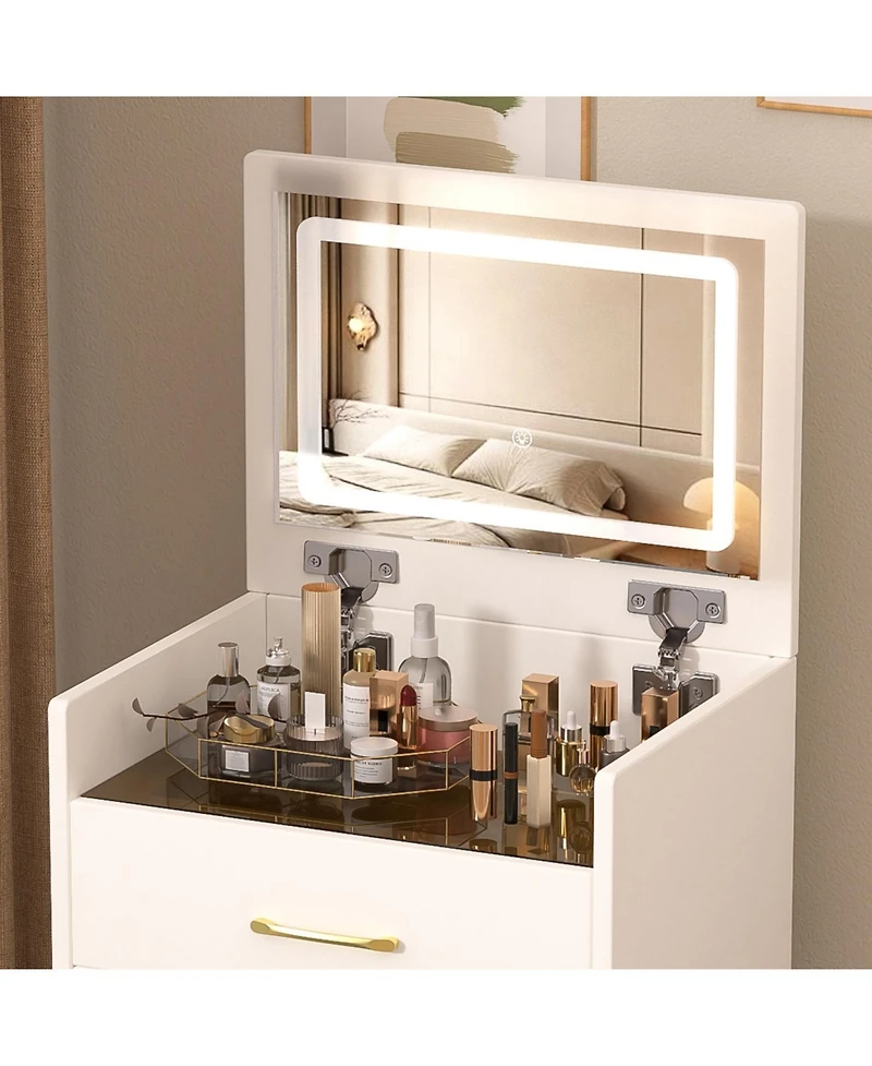 Streamdale Furniture Streamdale 3-in-1 Vanity Desk with Mirror & Glass Top