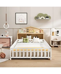 Streamdale Furniture Streamdale Headboard Storage Cabinet for Full-size Montessori Floor Bed Natural,Freely collocation