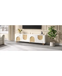 Streamdale Furniture Farmhouse Tv Stand for 75" TVs, Cream Media Console, White, 69.6"W