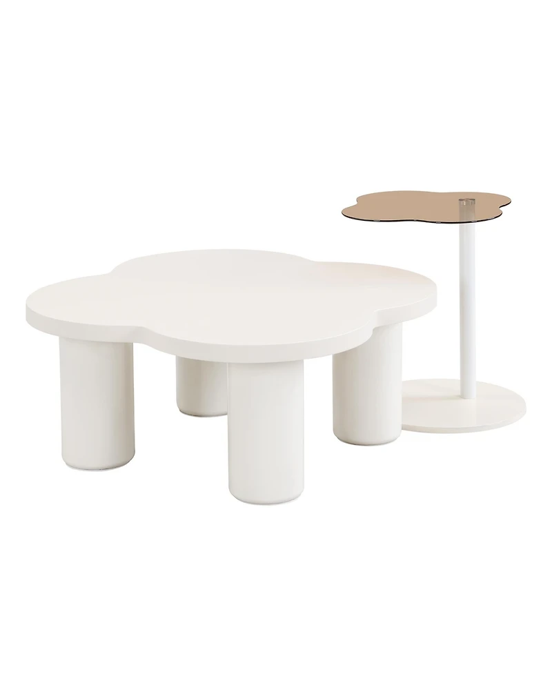 Streamdale Furniture Modern Irregular Coffee Table Set with Glass Top