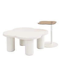 Streamdale Furniture Modern Irregular Coffee Table Set with Glass Top