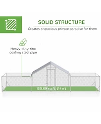 PawHut Chicken Run for 12-14 Chickens with Cover for Outdoor, Backyard