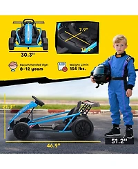 Qaba 24V 8.1 Mph Electric Drift Kart for Kids with Dual Motors,