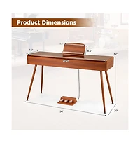 Hongge Full Size Digital Piano with Weighted Keys Drawer Desk Design and Triple Pedals