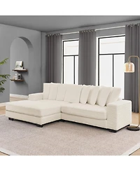 Streamdale Furniture Corduroy Tufted Sleeper Sectional Sofa, L-Shaped Modular Convertible