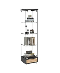 Streamdale Furniture Streamdale Modern Glass Display Cabinet w/ Drawer & Led Lights