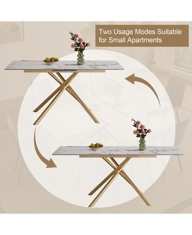 Streamdale Furniture 59" Expandable Sintered Stone Dining Table