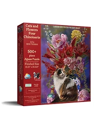 SunsOut Cats and Flowers Four Chinoiserie 500 piece Jigsaw Puzzle for Adults Large Pieces