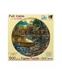 SunsOut Fall Cabin 500 piece Jigsaw Puzzle for Adults Round