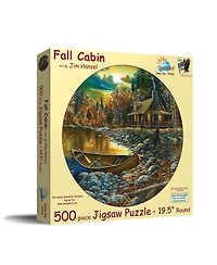 SunsOut Fall Cabin 500 piece Jigsaw Puzzle for Adults Round