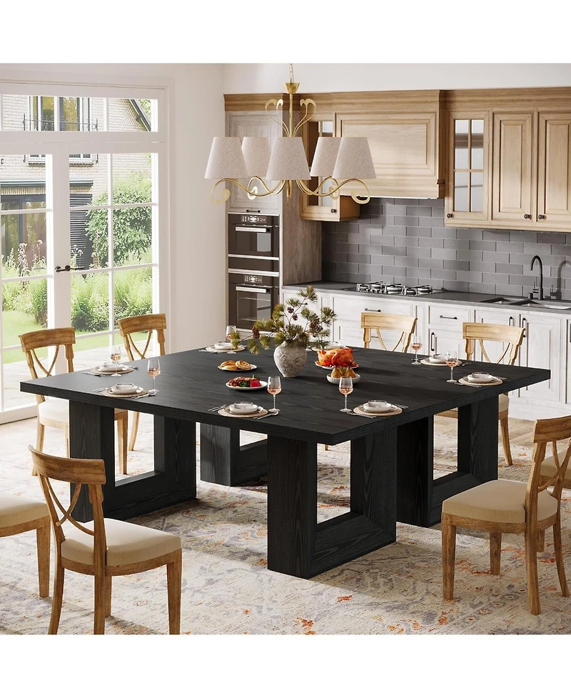 Tribesigns Farmhouse Dining Table for 6-8, 63-Inch Rectangle Kitchen Table with Strong Geometric Frame